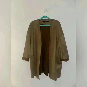 Zara Basic Collection, Brown Faux Suede, Open Blazer, Size M